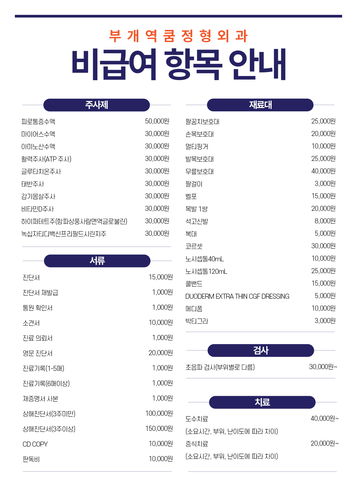 비급여 수가표